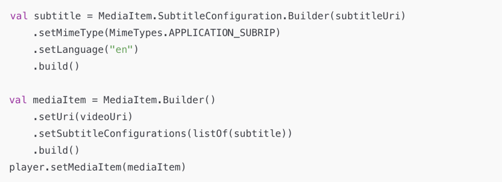 Subtitle setup in ExoPlayer 2: